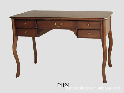 木制家具專業生產 經典棕色歐式寫字桌，廠家直銷，價格實惠